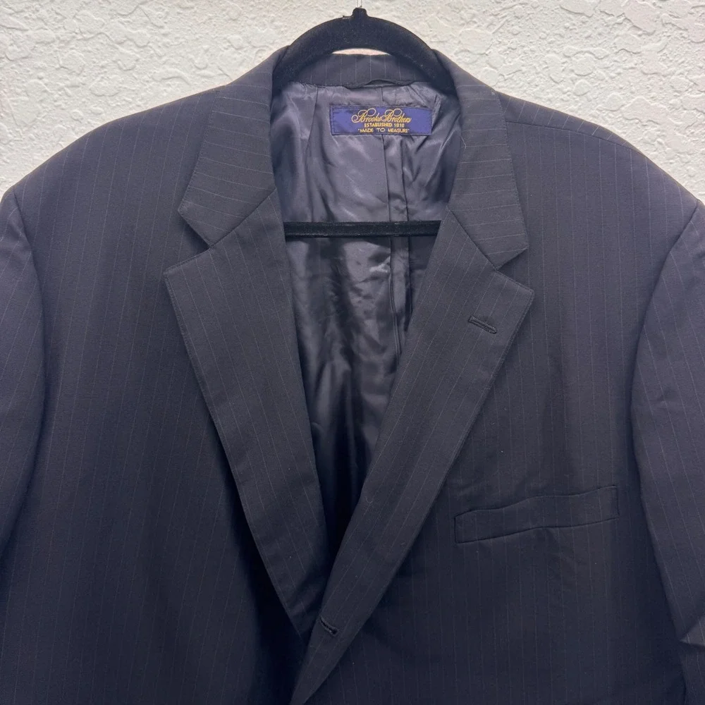 Brooks Brothers Made to Measure Navy‎ Pinstripe Blazer Mens USA Union Made Wool